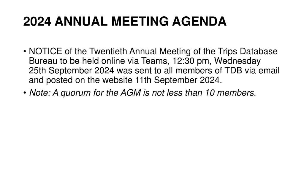 2024 annual meeting agenda