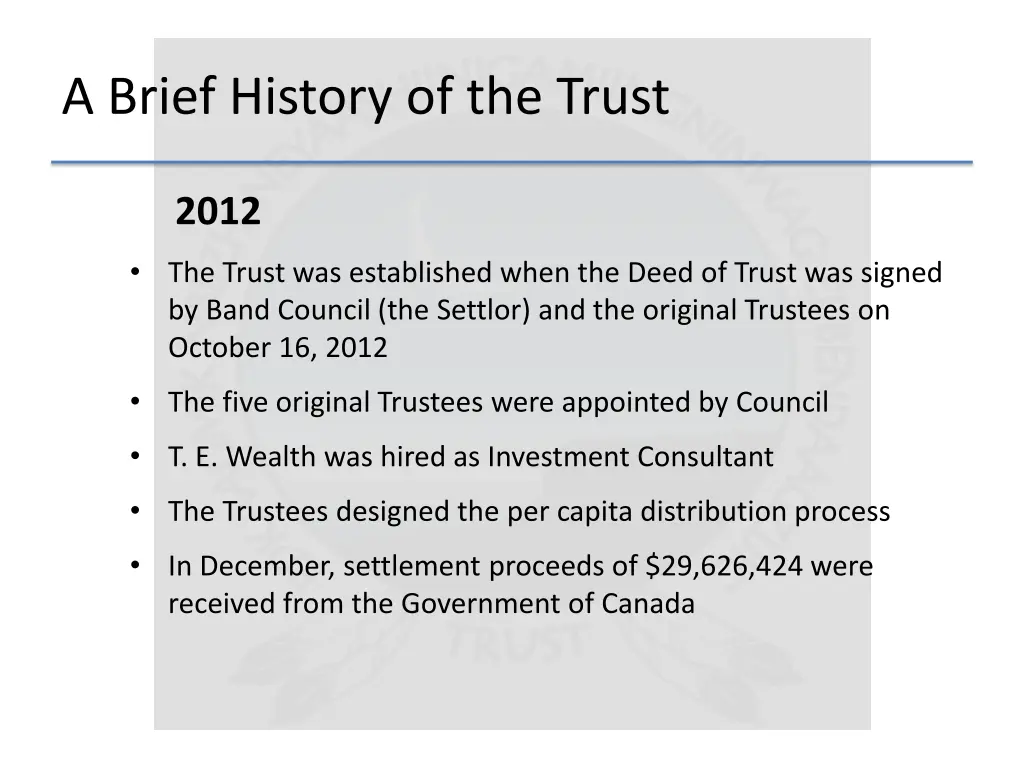 a brief history of the trust
