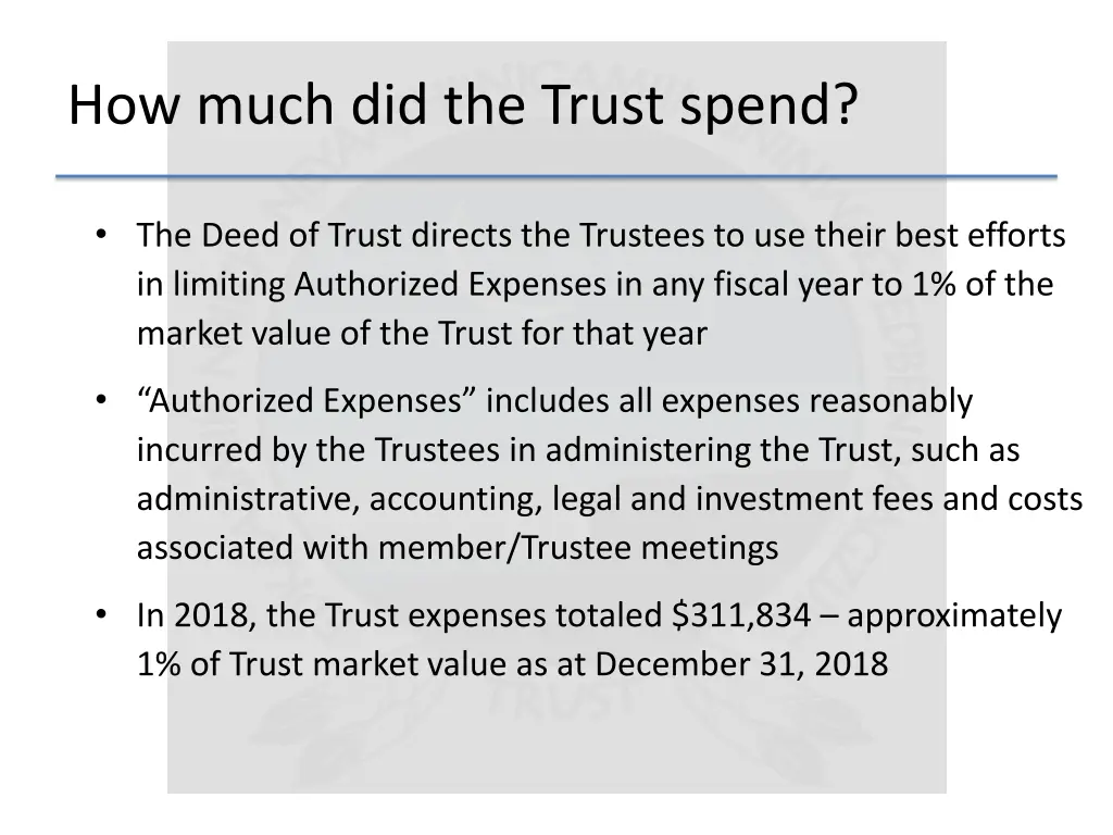 how much did the trust spend