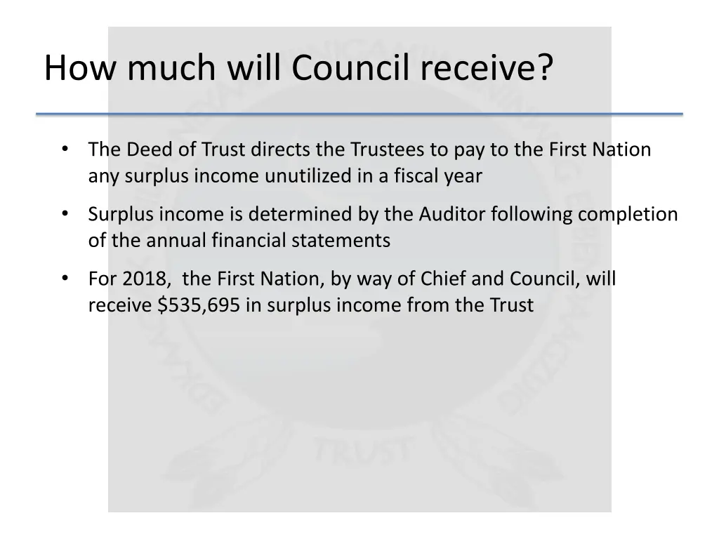 how much will council receive