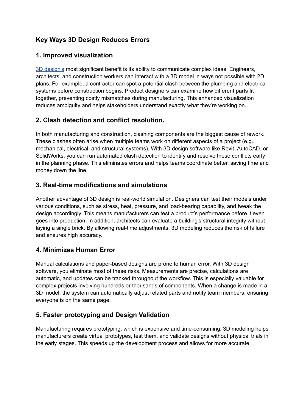 key ways 3d design reduces errors
