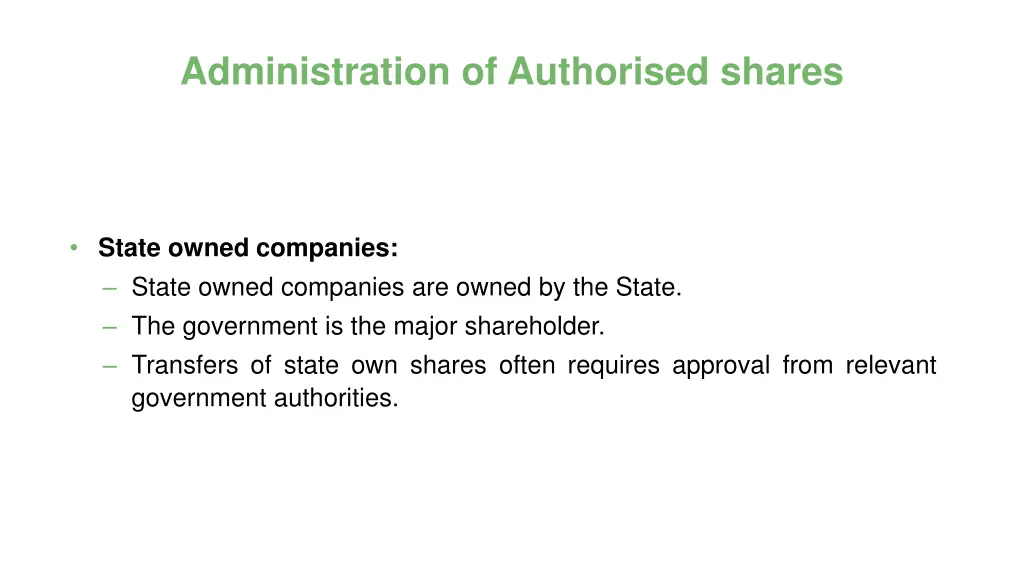 administration of authorised shares 1