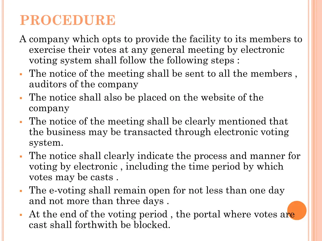 procedure a company which opts to provide