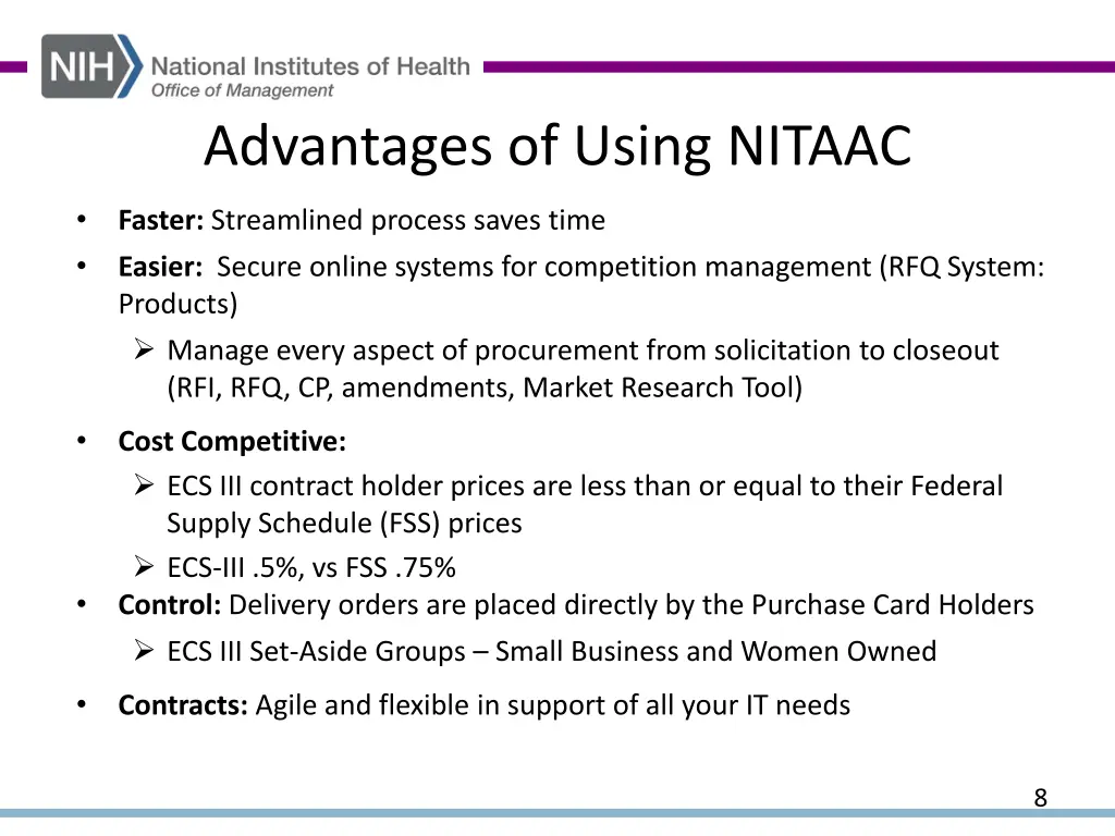advantages of using nitaac