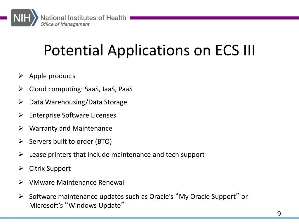 potential applications on ecs iii