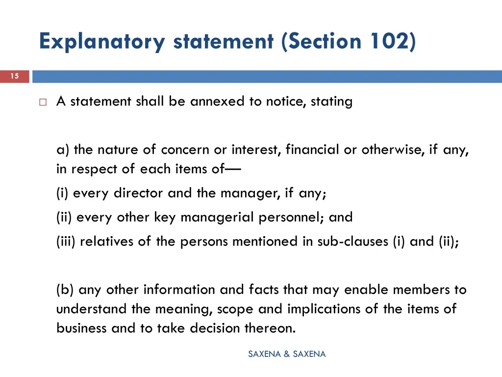 explanatory statement section 102