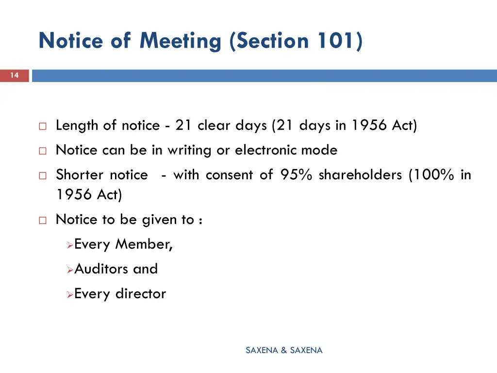 notice of meeting section 101