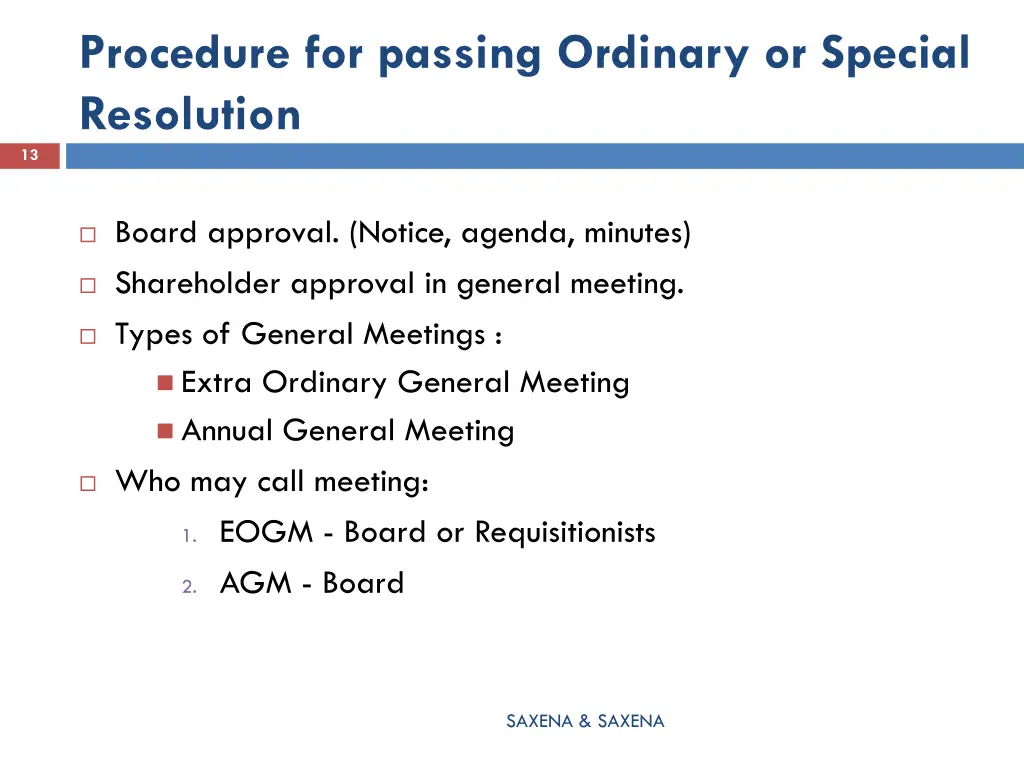 procedure for passing ordinary or special