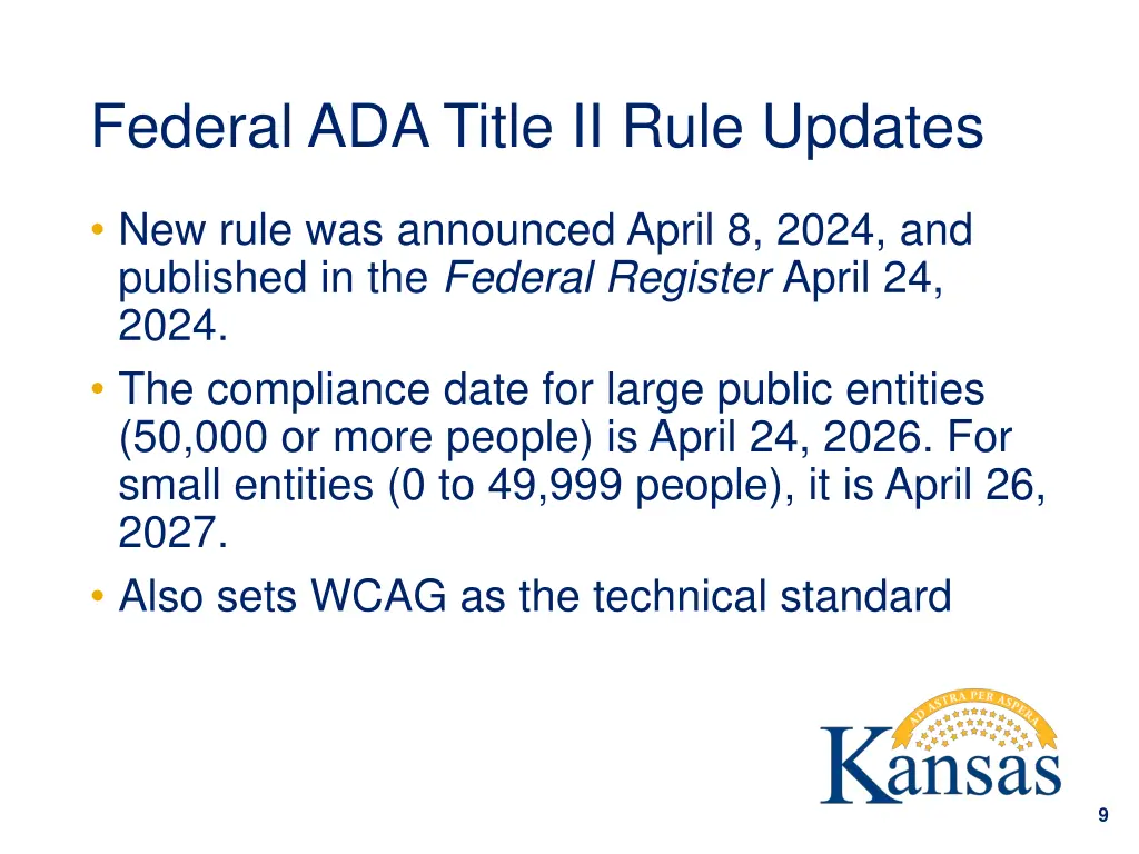 federal ada title ii rule updates