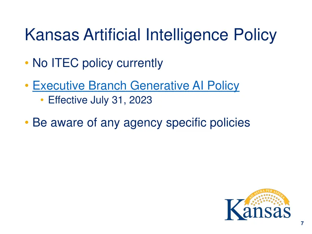kansas artificial intelligence policy