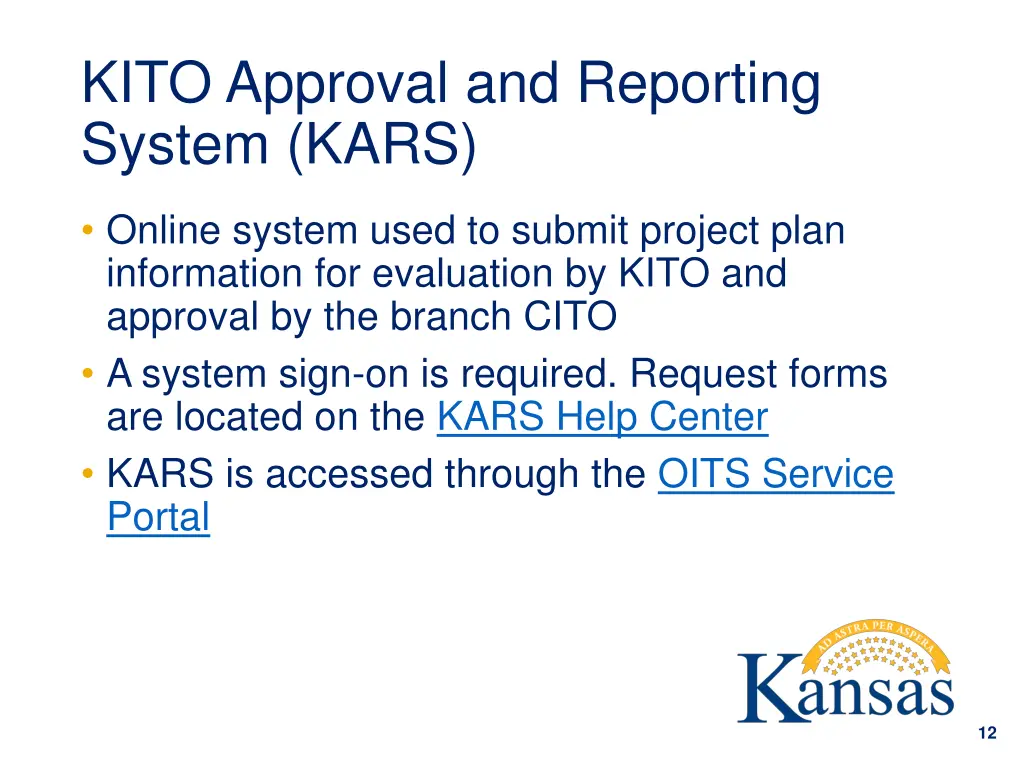 kito approval and reporting system kars