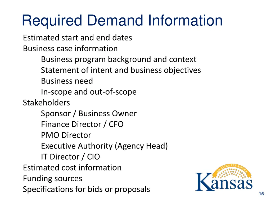 required demand information