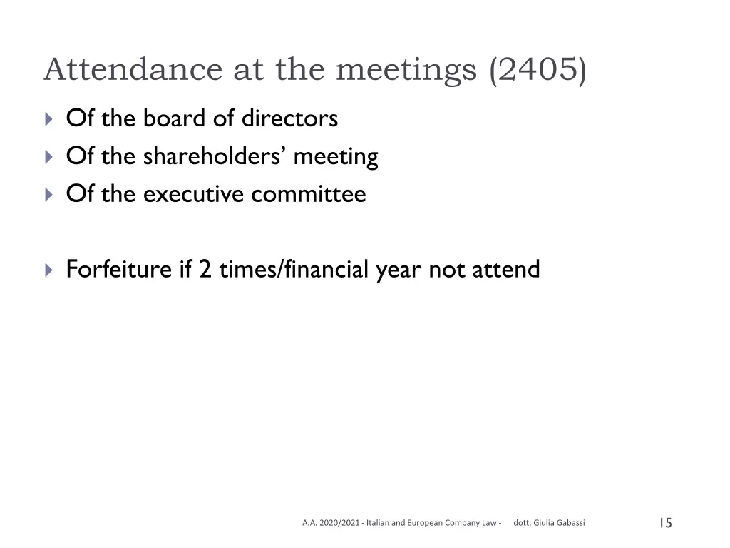 attendance at the meetings 2405