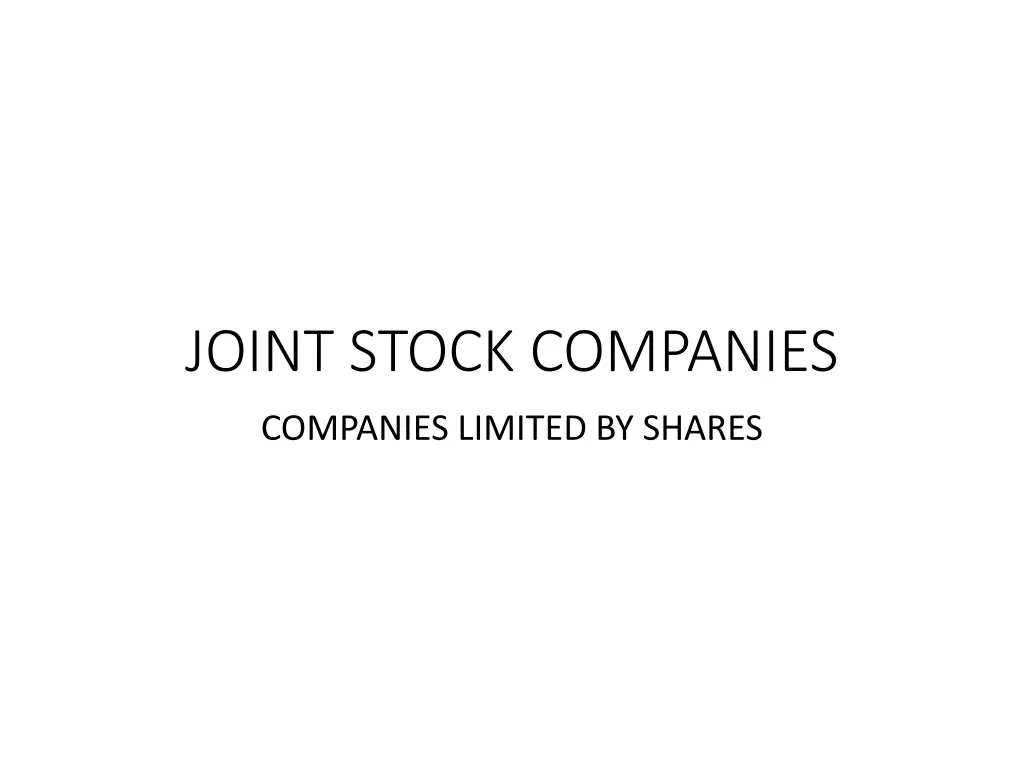 joint stock companies