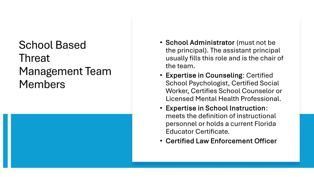 school based threat management team members