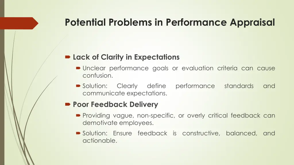 potential problems in performance appraisal 1