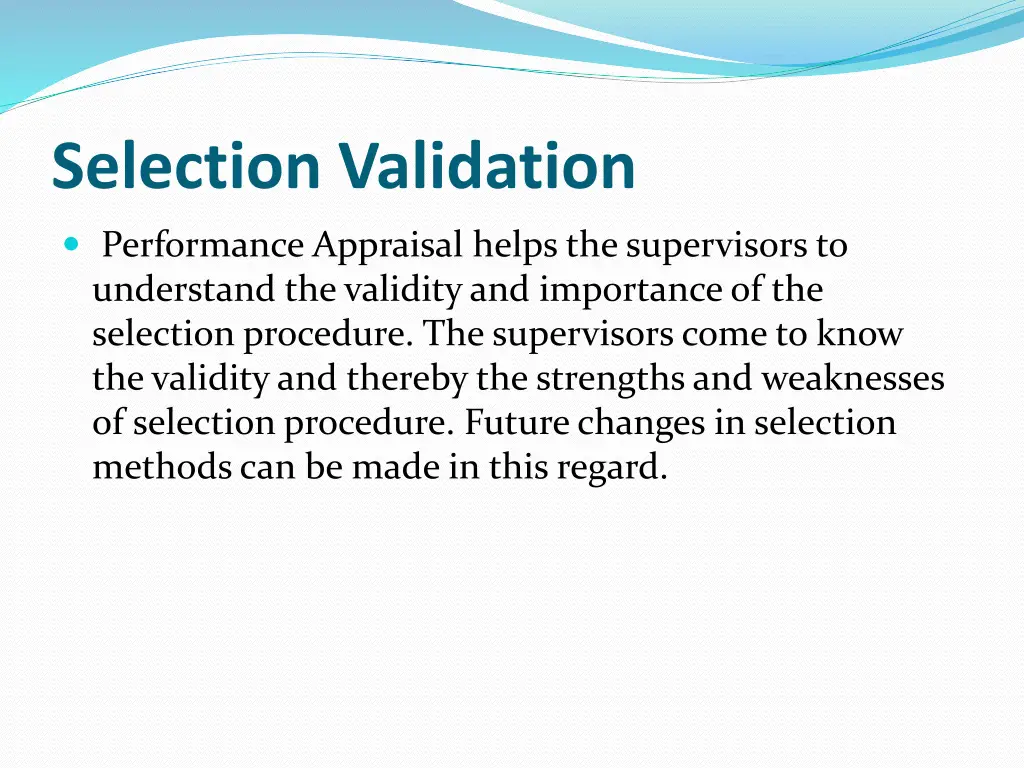 selection validation