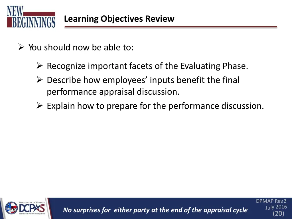 learning objectives review