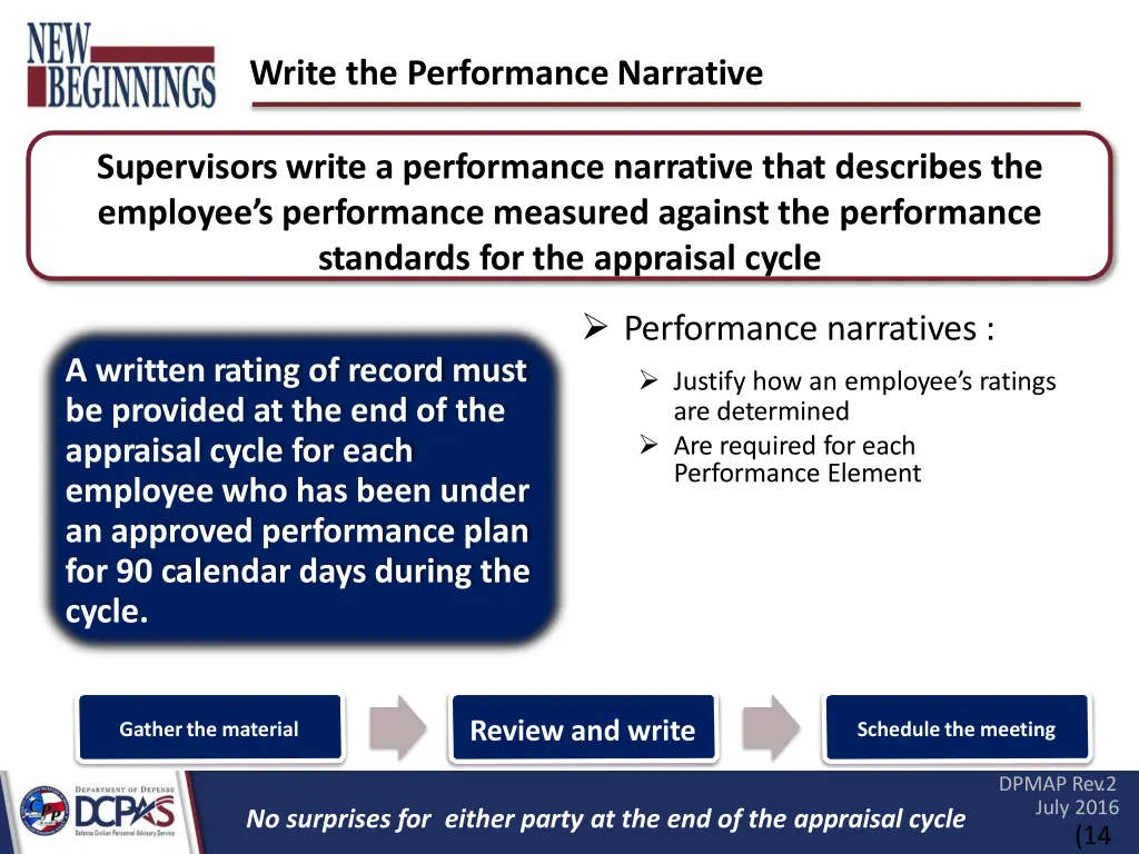 write the performance narrative