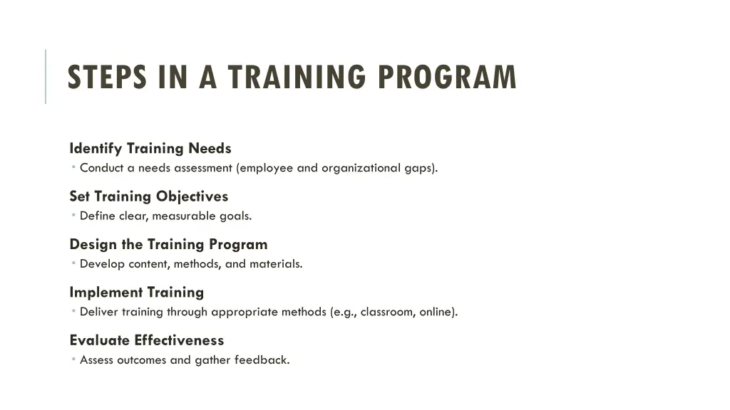 steps in a training program