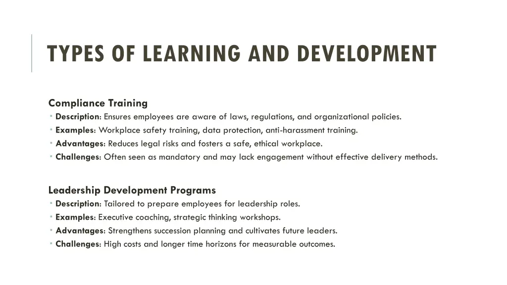 types of learning and development 1