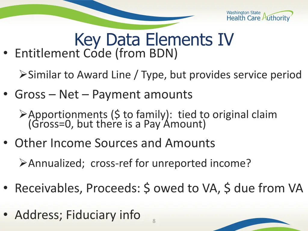 key data elements iv