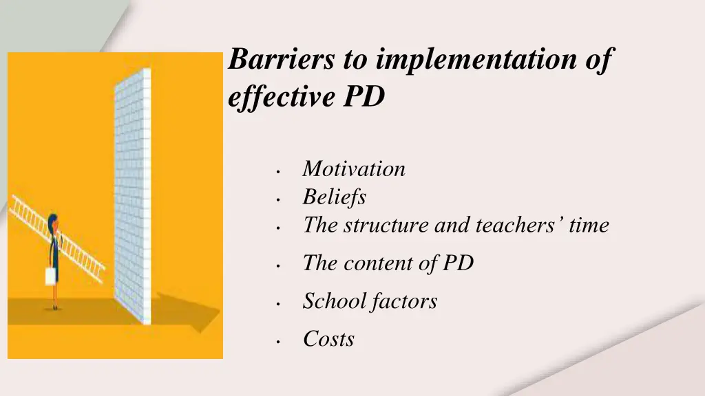 barriers to implementation of effective pd
