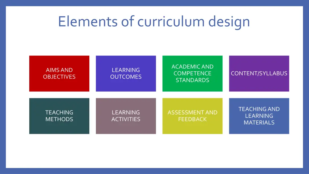 elements of curriculum design