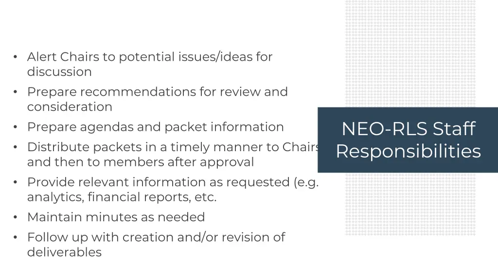 alert chairs to potential issues ideas