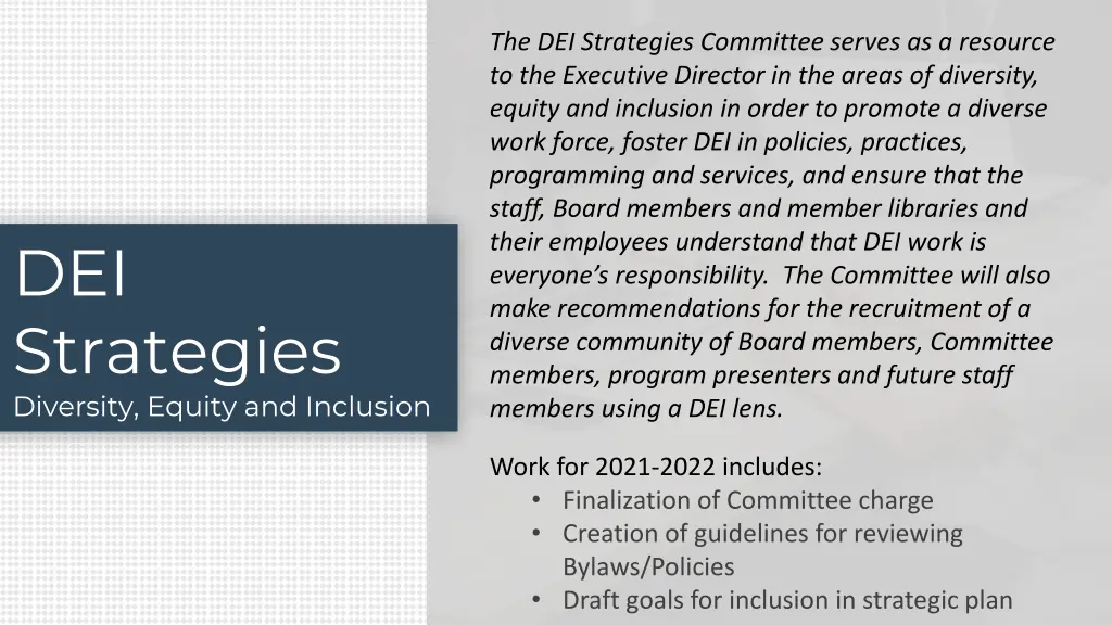the dei strategies committee serves as a resource
