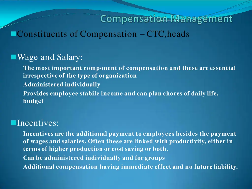 constituents of compensation ctc heads