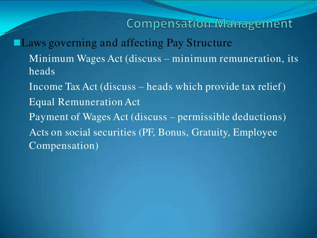 lawsgoverning and affecting pay structure minimum