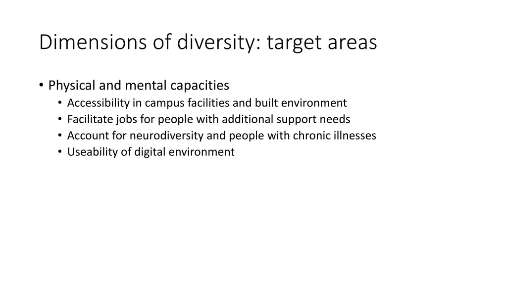 dimensions of diversity target areas 1