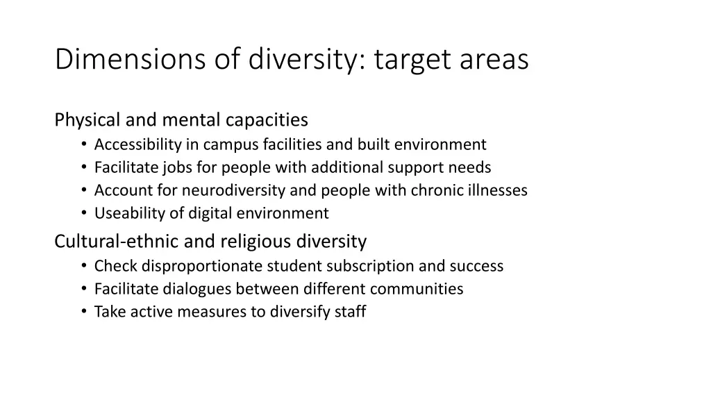 dimensions of diversity target areas 2