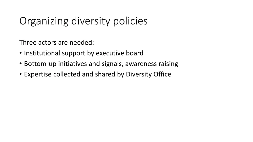 organizing diversity policies
