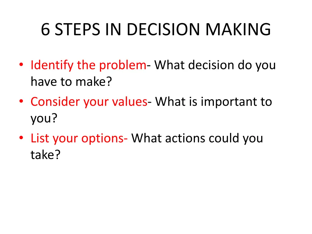 6 steps in decision making