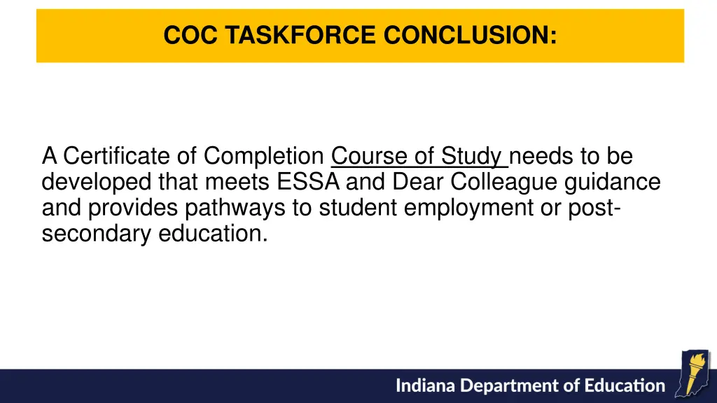 coc taskforce conclusion