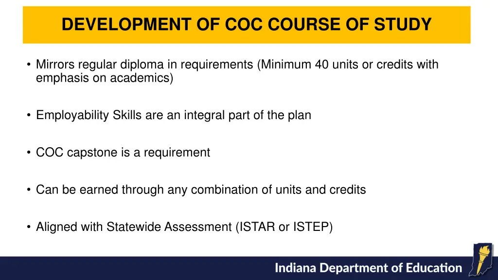 development of coc course of study