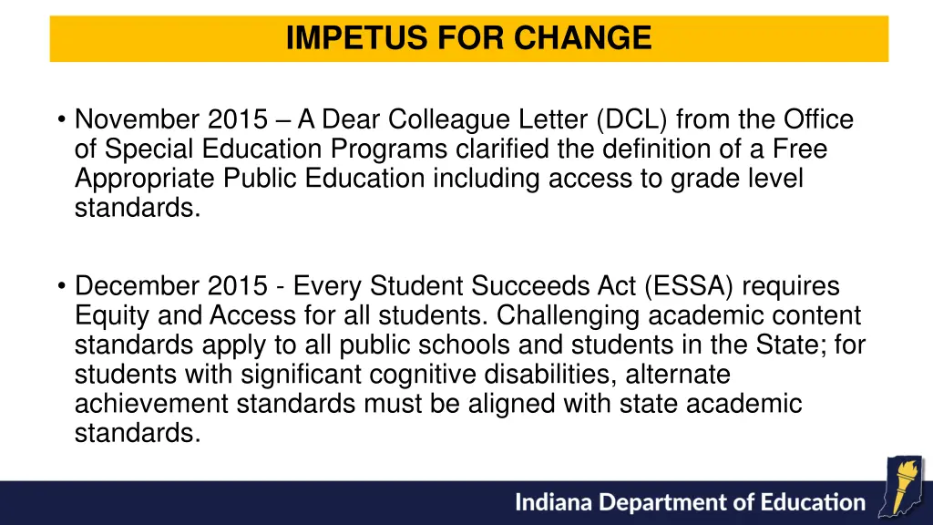 impetus for change 1