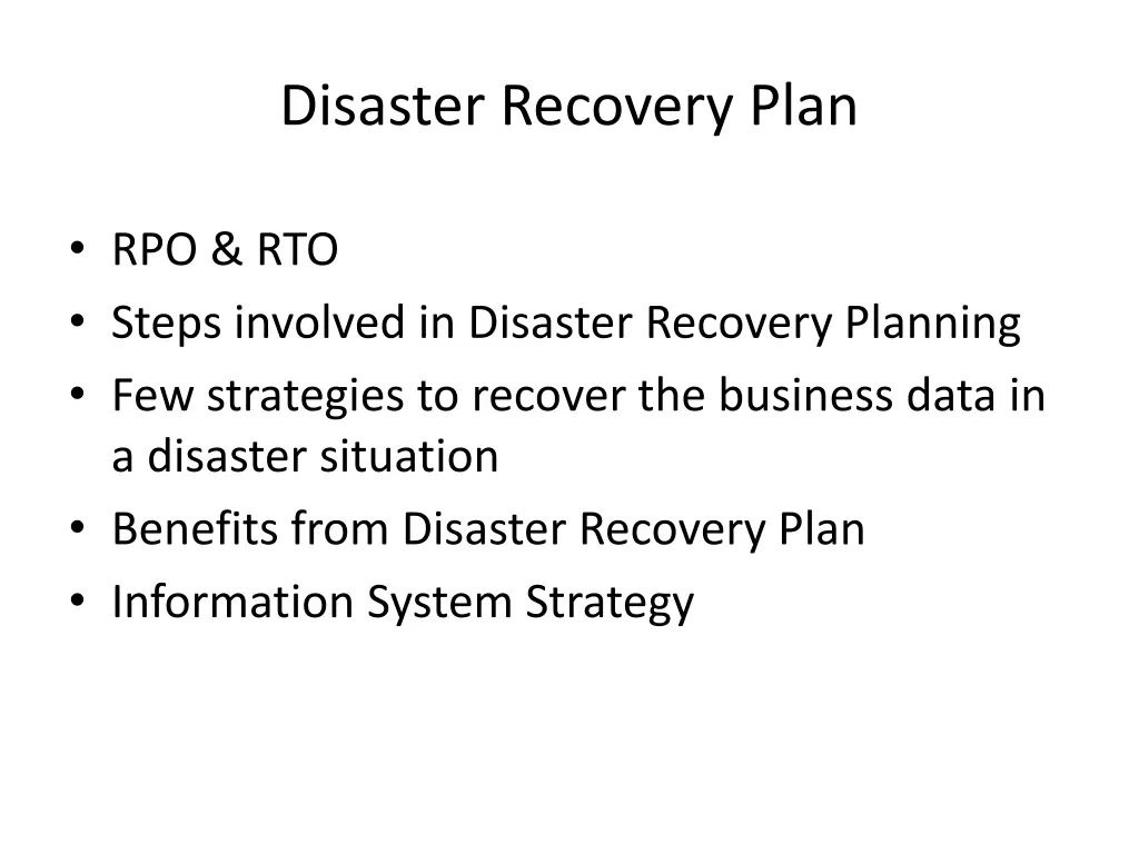 disaster recovery plan