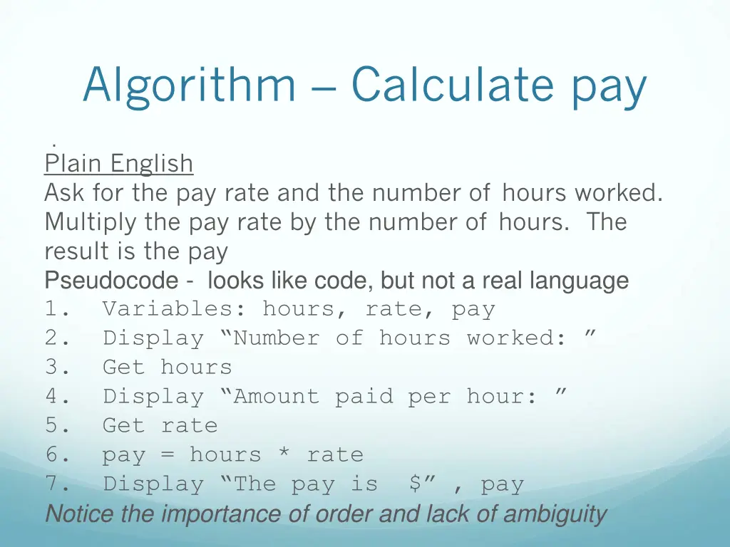 algorithm calculate pay