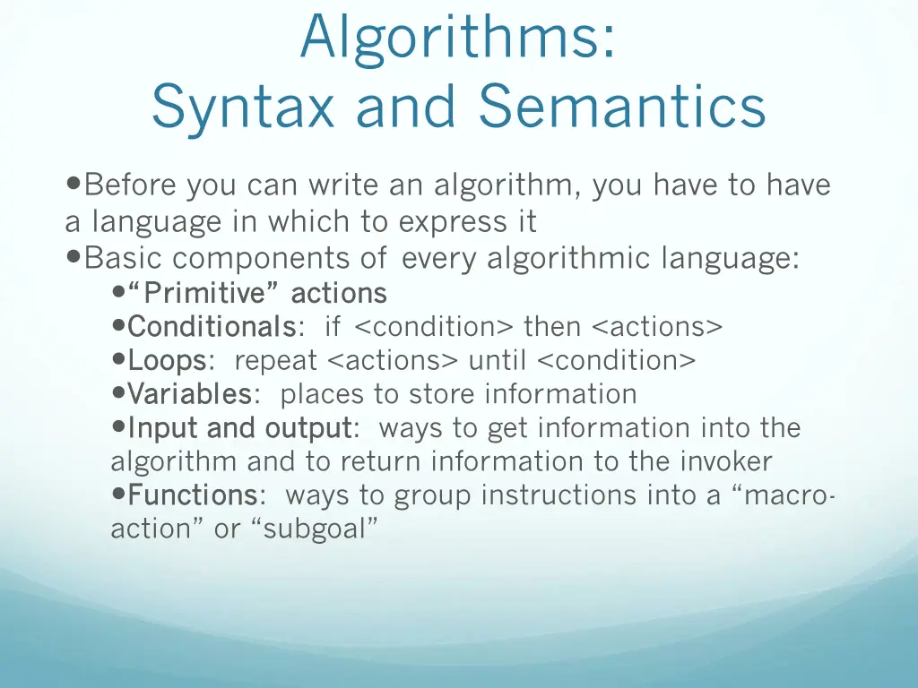 algorithms syntax and semantics