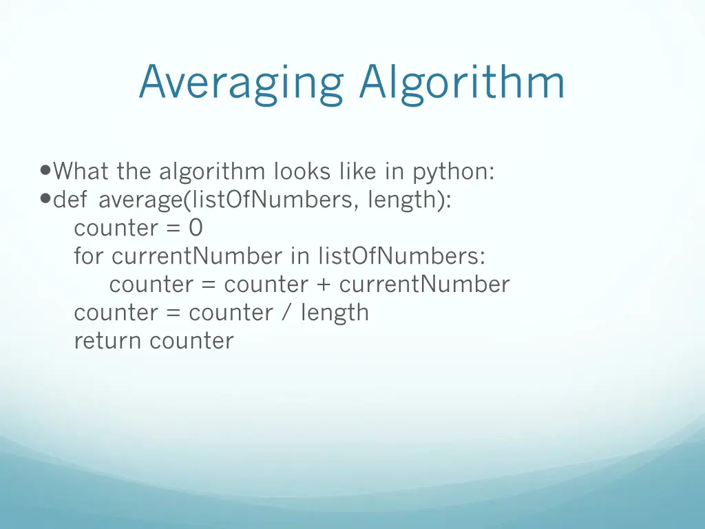 averaging algorithm 2