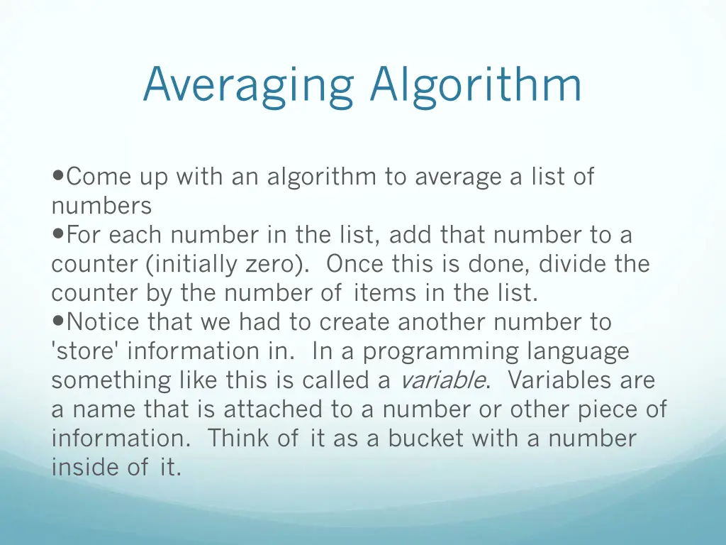 averaging algorithm
