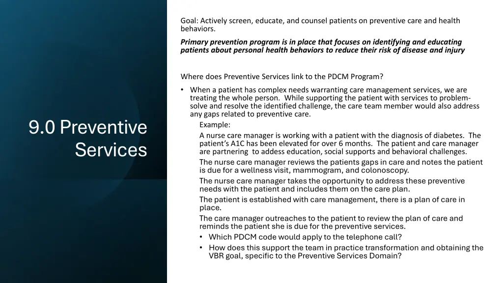 goal actively screen educate and counsel patients