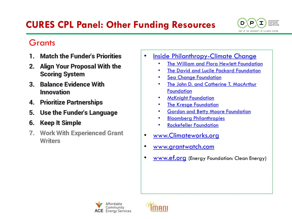 cures cpl panel other funding resources 3