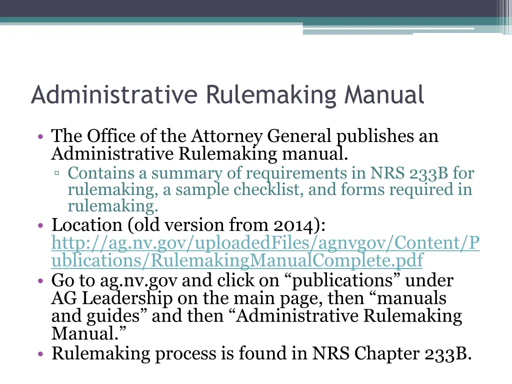 administrative rulemaking manual
