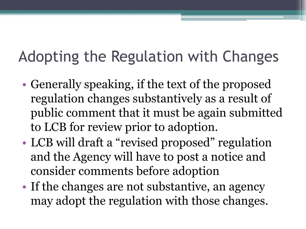 adopting the regulation with changes