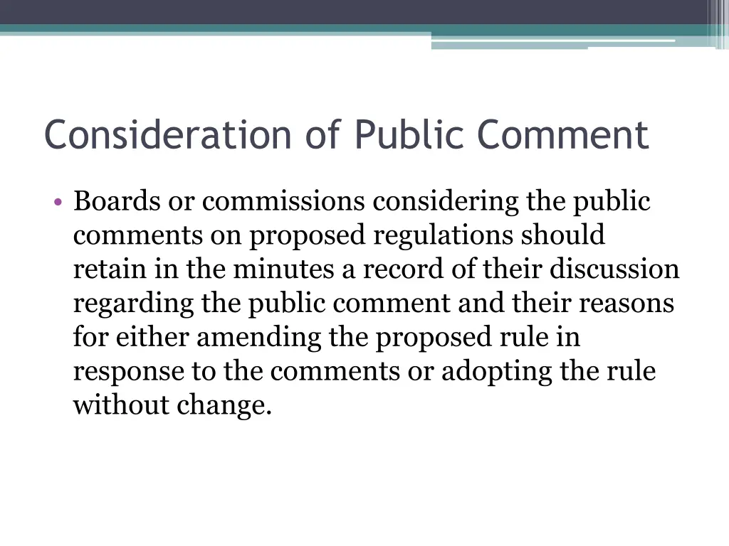 consideration of public comment 1