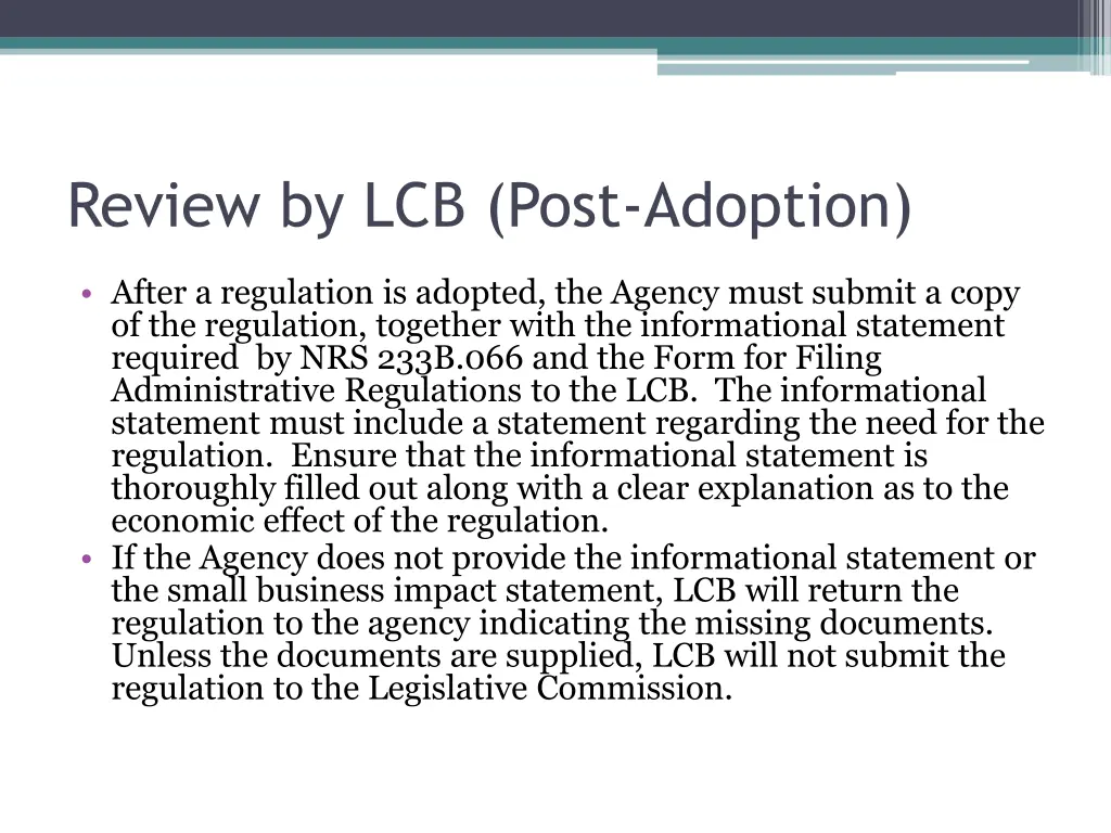 review by lcb post adoption